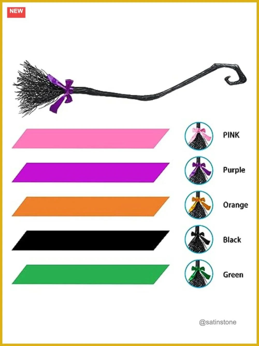 Kids Witch Costume Set with Hat Dress Cape Belt Broom - Halloween